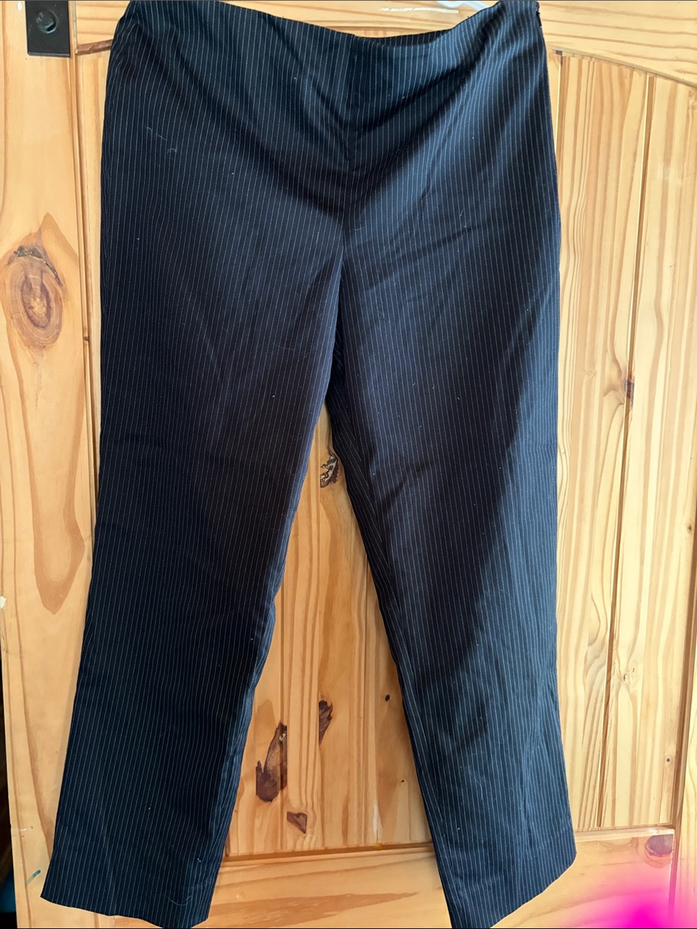 Madison Hill  Classic Straight Leg Pinstripe Pants - Black